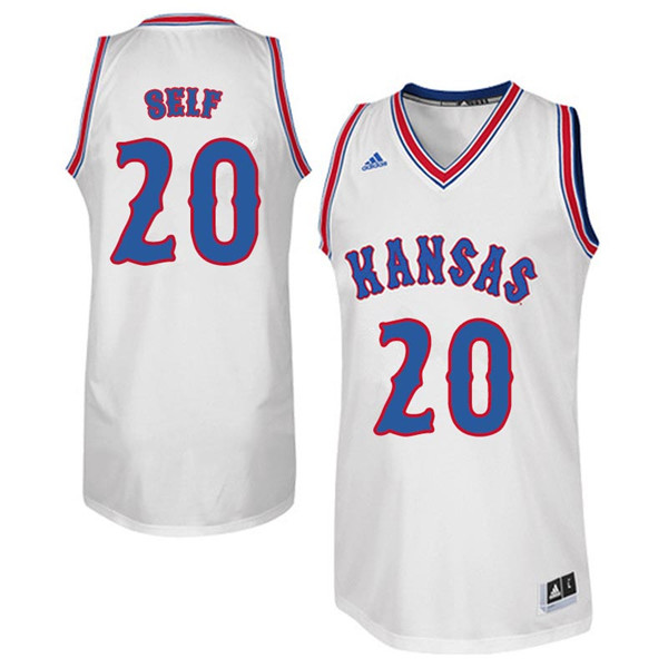 Men #20 Tyler Self Kansas Jayhawks Retro Throwback College Basketball Jerseys Sale-White